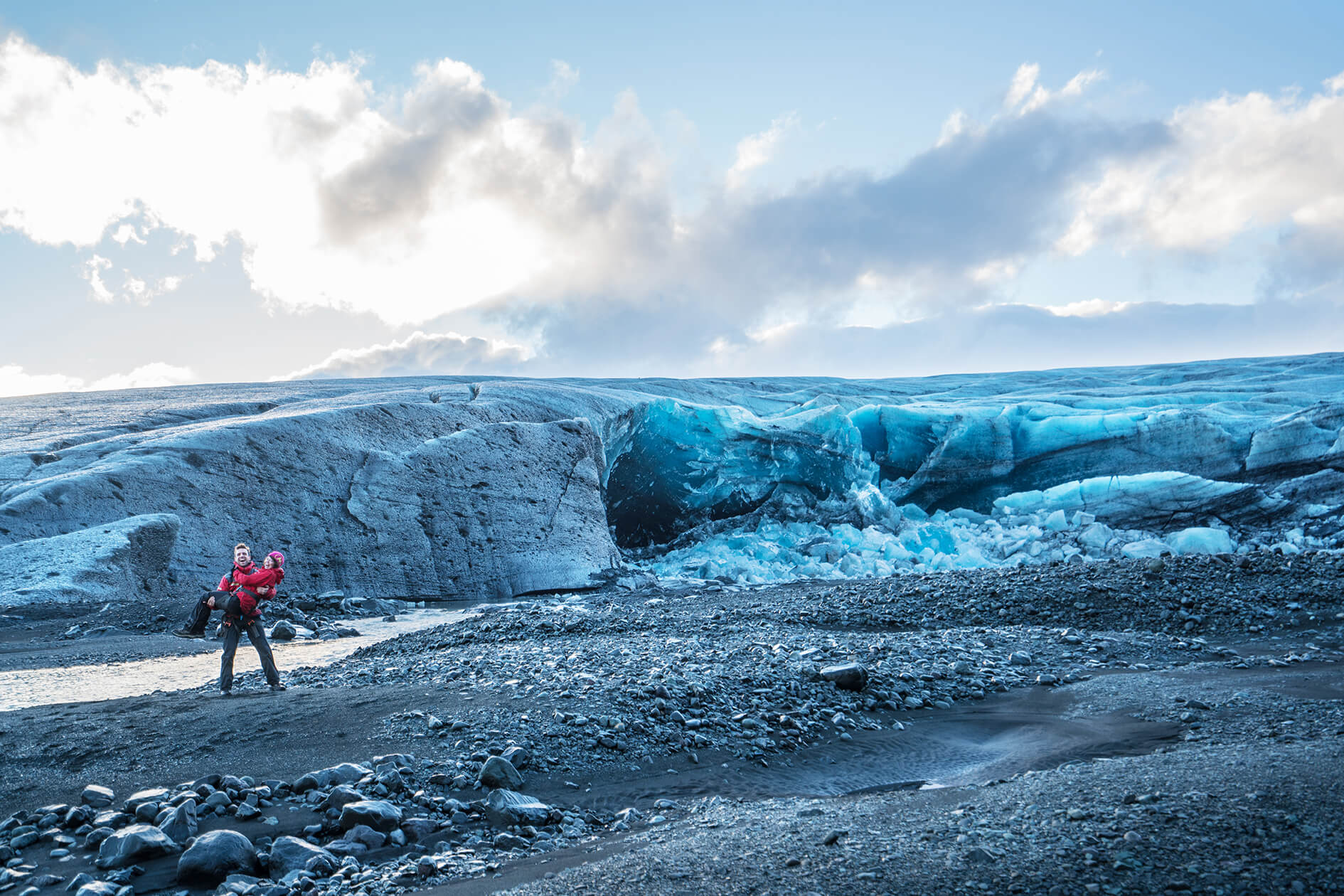 You should never climb or walk on glaciers on your own.